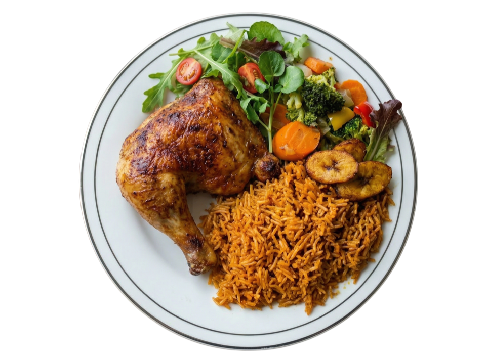 Jollof rice with grilled chicken